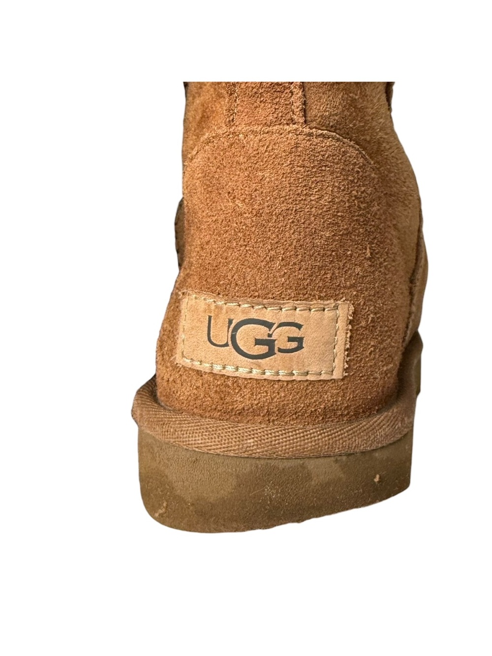 UGG Classic Mini Boots Size 9 US Chestnut Brown Tan Suede Wool Shearling Lining - Picture 12 of 16